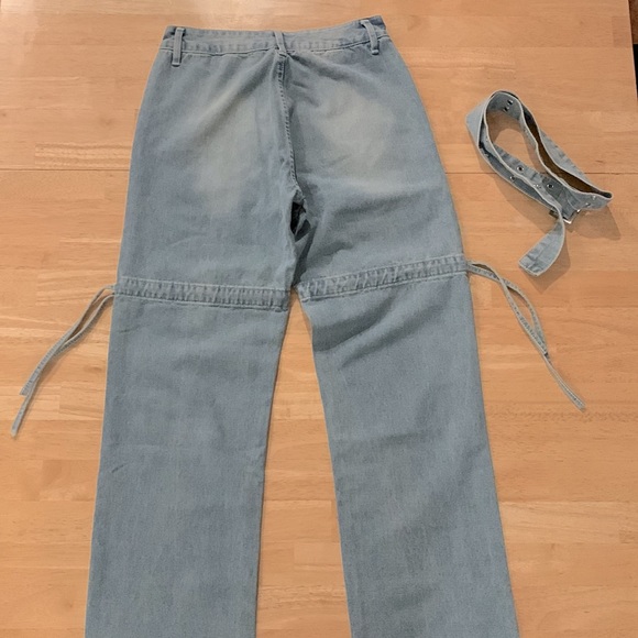 Mid Waist Splice Cargo Jeans - Picture 4 of 5